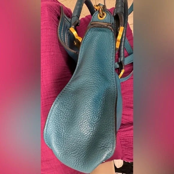 Chloe Blue Crossbody Bag with Gold Accents - Picture 13 of 13